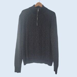 Goodfellow sweater 3/4 zip men's size XL black heather ribbed collar hem & cuffs